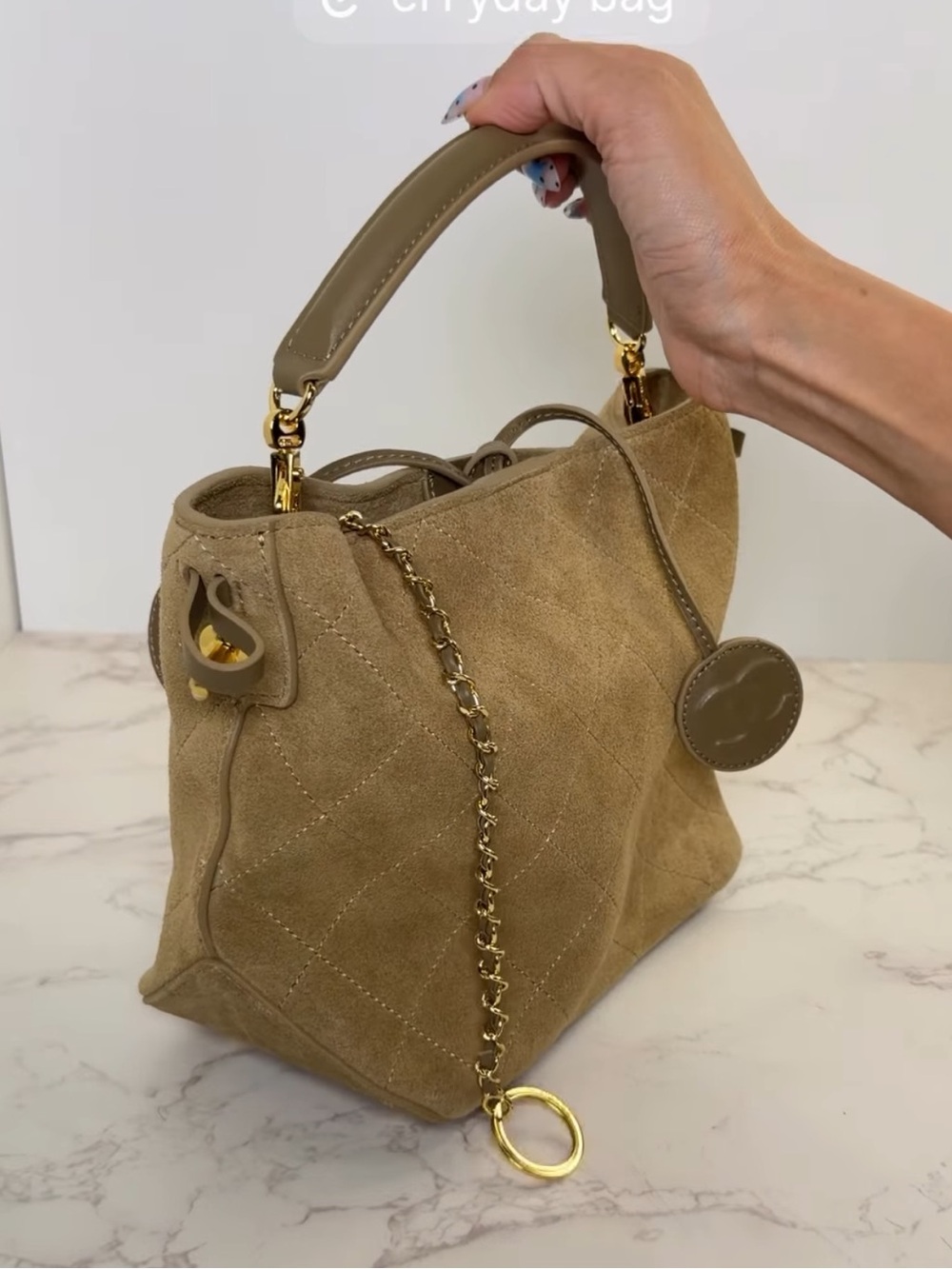 SS26 Everyday Suede Tote Bag in Taupe / Tan NWT